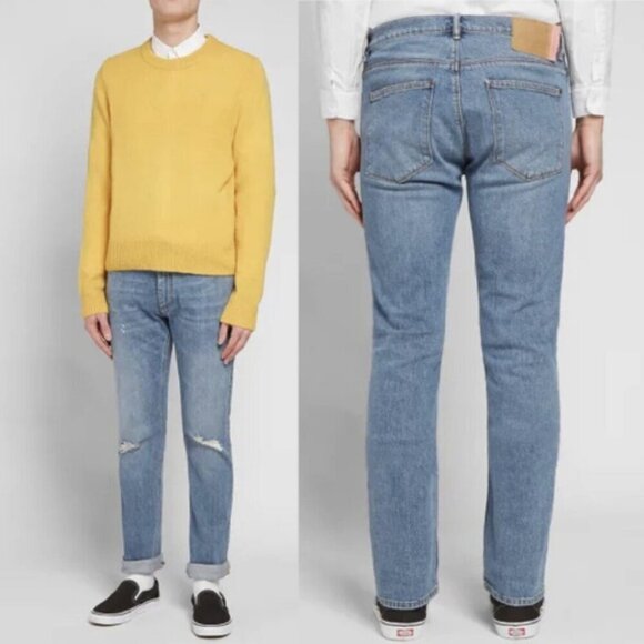 Acne studios Bla Konst max mid ripped Slim Fit Ripped Knee Jeans 28839 - Picture 1 of 13